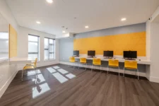 Computer lab at Lightfighter Village with workstations for resident veterans